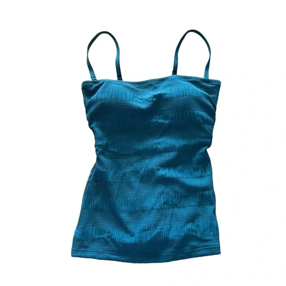 Gottex Cote D' Azur Teal Bandeau Convertible Sz 8 Tankini Top - Picture 3 of 7